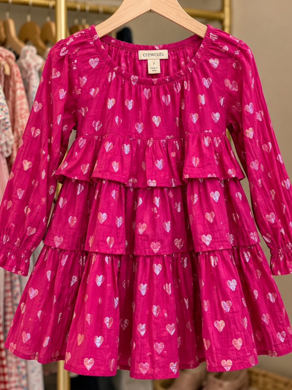 crewcuts Girls Pink Tiered Dress Size 7 Like New